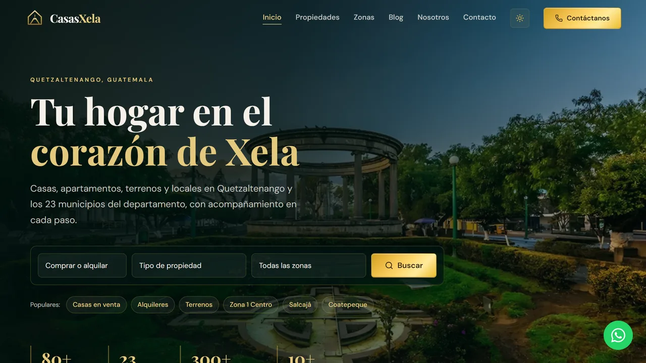 CasasXela — portal inmobiliario en Quetzaltenango