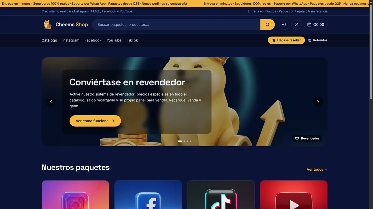 Cheems — tienda de crecimiento en redes sociales
